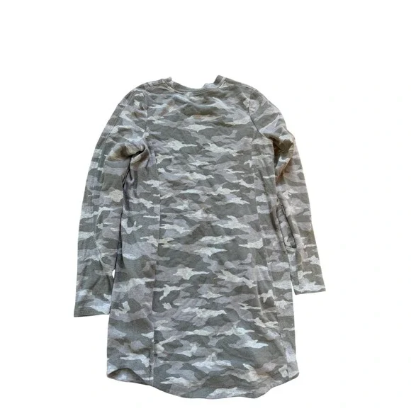Athleta Women Gray Camo Coaster Luxe Sweatshirt Dress Small Long Sleeve Pockets - Picture 2 of 5